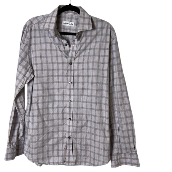 Robert Graham men checkered shirt 15.5” cotton , long sleeve , - Picture 8 of 13